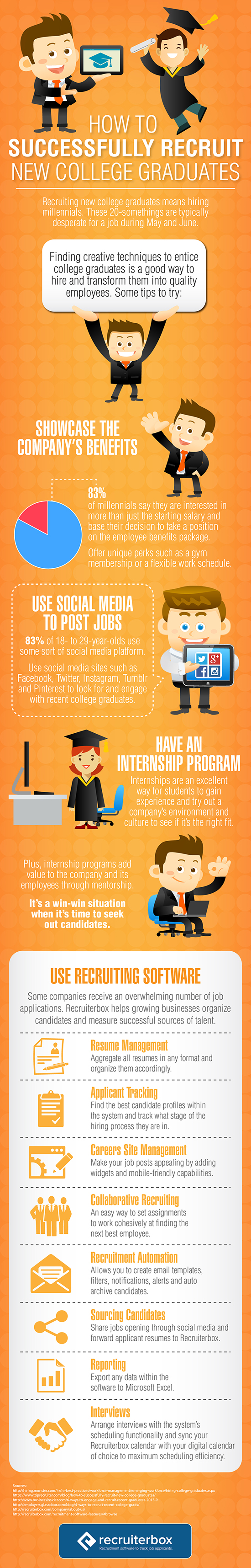 How to Recruit New College Graduates Infographic | Recruiterbox.com